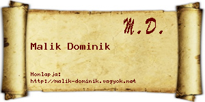 Malik Dominik névjegykártya